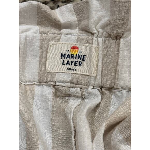 Marine Layer Caroline Pant in Tan/White Stripe‎ Wide Leg Flowy Hemp Size Small - Picture 4 of 11